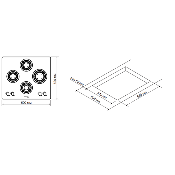 Варильна поверхня газова Pyramida PFG 645 BL/R